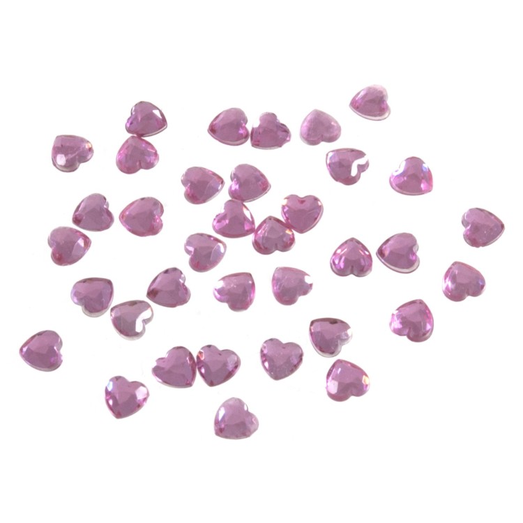 Acrylic Stones: Glue-On: Heart: 6mm: Pink