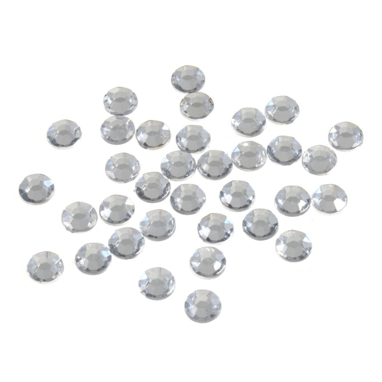 Acrylic Stones: Glue-On: Round: Large-7mm: Clear