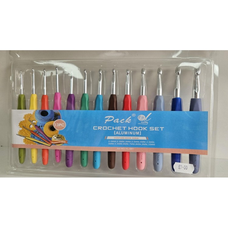 Crochet Hook Set Aluminum 13 piece