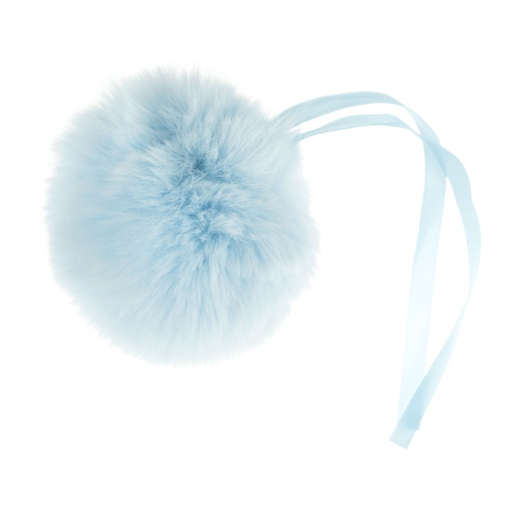 Faux Fur Pom Pom 11cm Light Blue