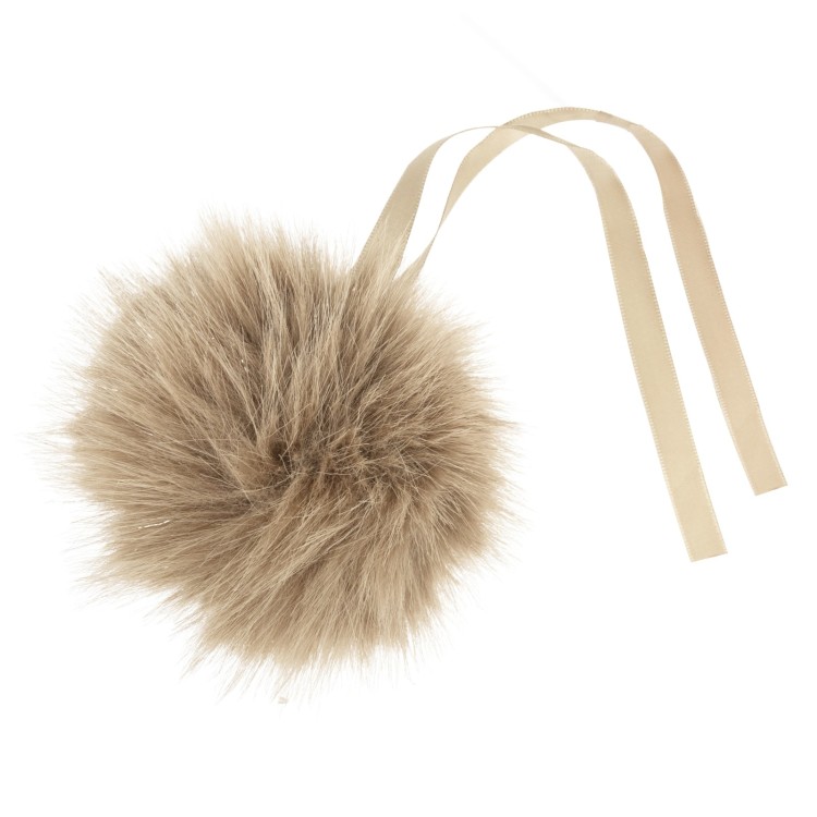 Faux Fur Pom Pom 11cm Cinnamon Glitter