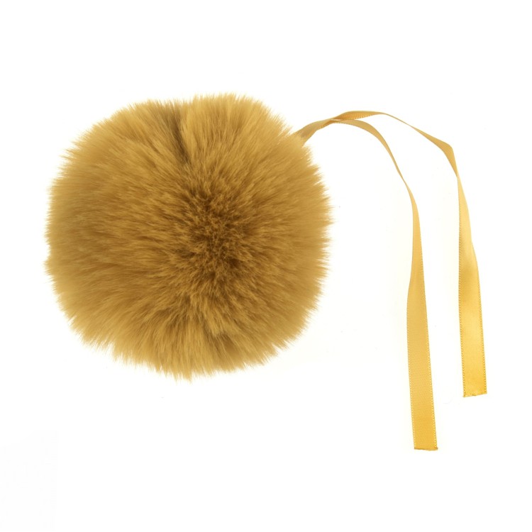 Faux Fur Pom Pom 11cm Mustard