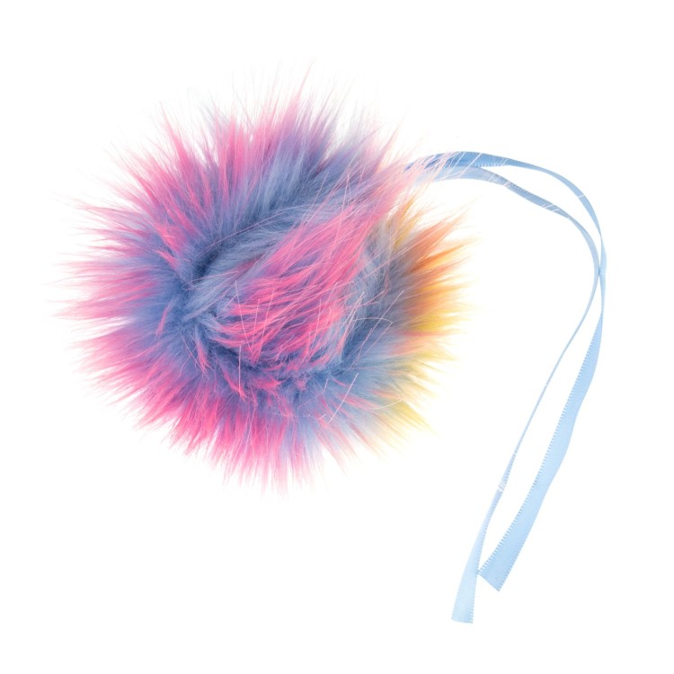 Faux Fur Pom Pom 11cm Rainbow