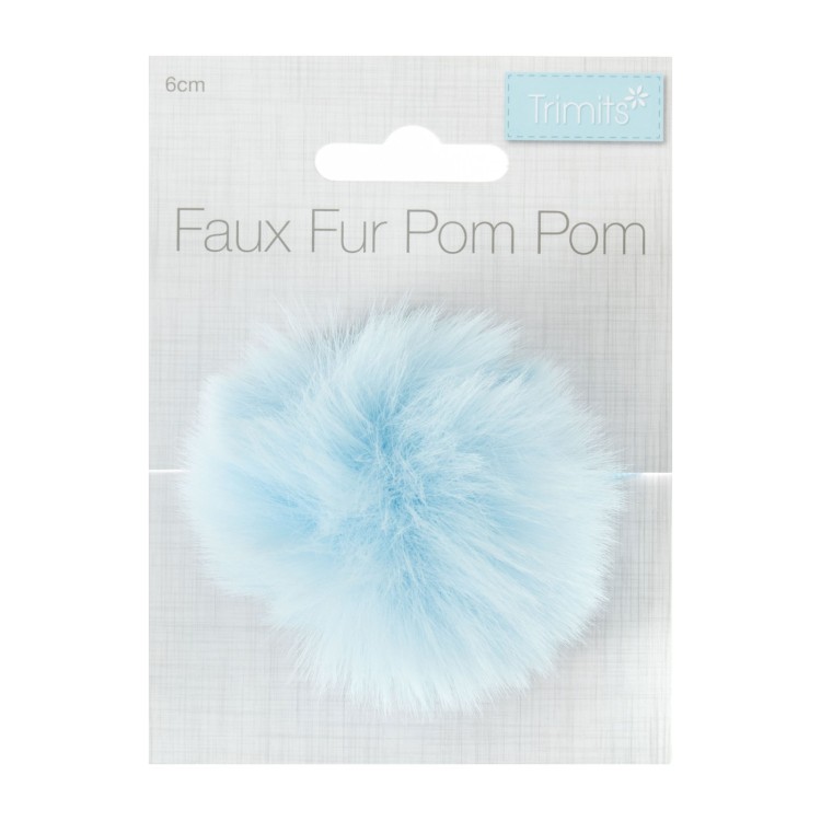Faux Fur Pom Pom 6cm Baby Blue