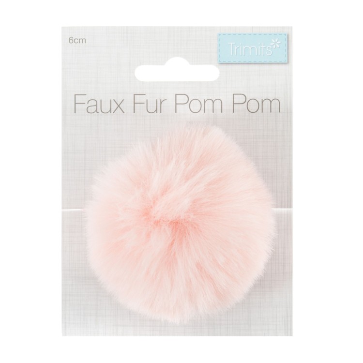 Faux Fur Pom Pom 6cm Baby Pink