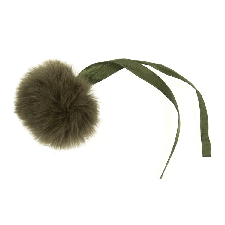 Faux Fur Pom Pom 6cm Khaki