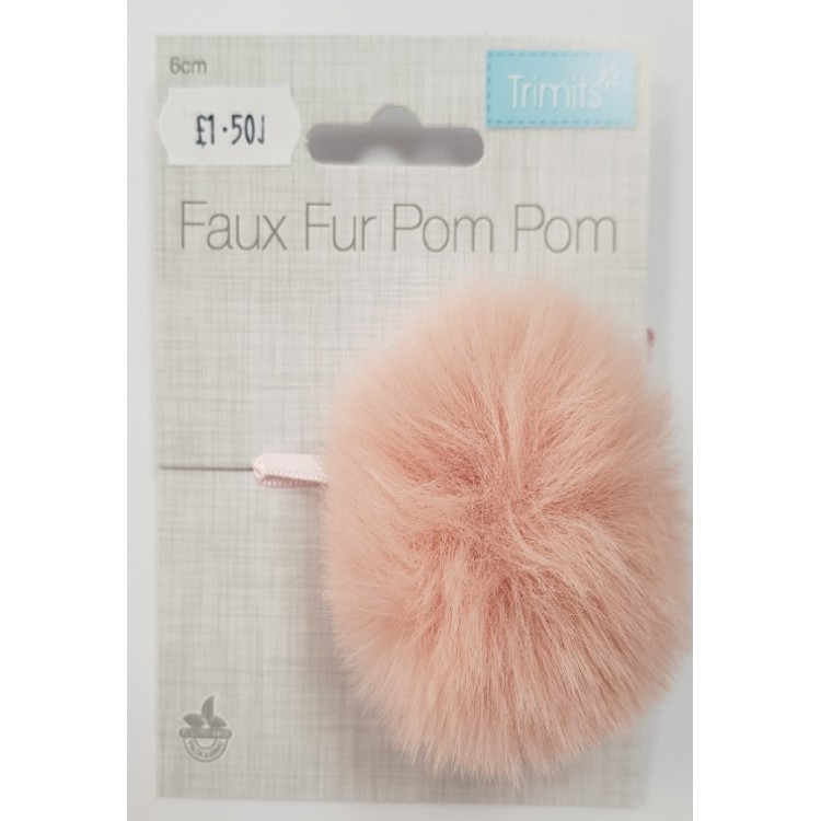 Faux Fur Pom Pom 6cm Light Pink