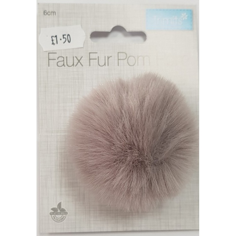 Faux Fur Pom Pom 6cm Mink