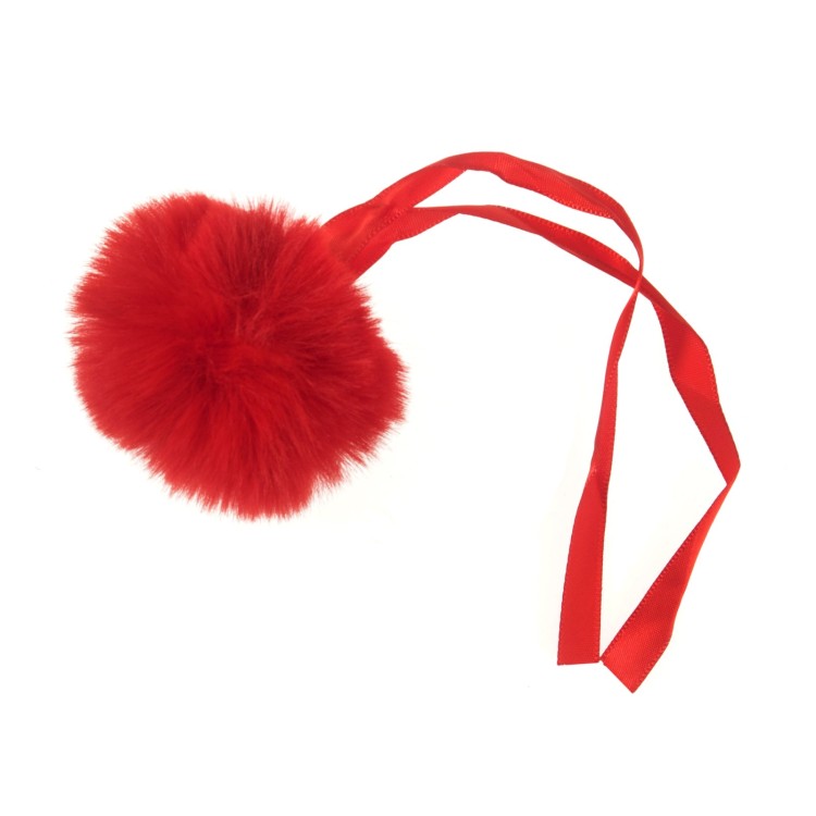 Faux Fur Pom Pom 6cm Red