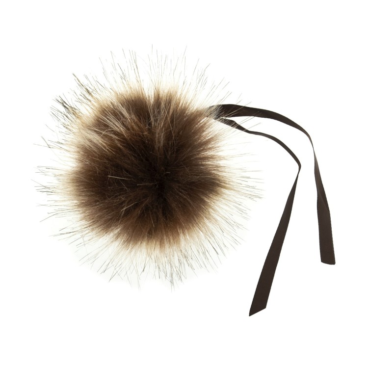 Faux Fur Pom Pom 6cm Tipped Brown