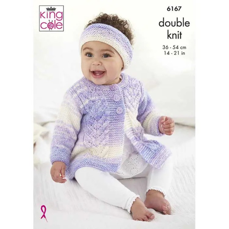 King Cole 6167 Coat, Cardigan, Gilet, and HeadbandDK
