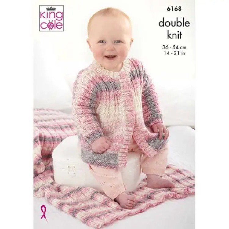 King Cole 6168 Baby Hooded Jacket,Top, Matinee Coat & Blanket DK
