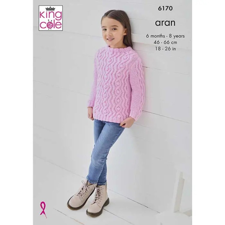 King Cole 6170 Sweater, Cardigan and Waistcoat Aran