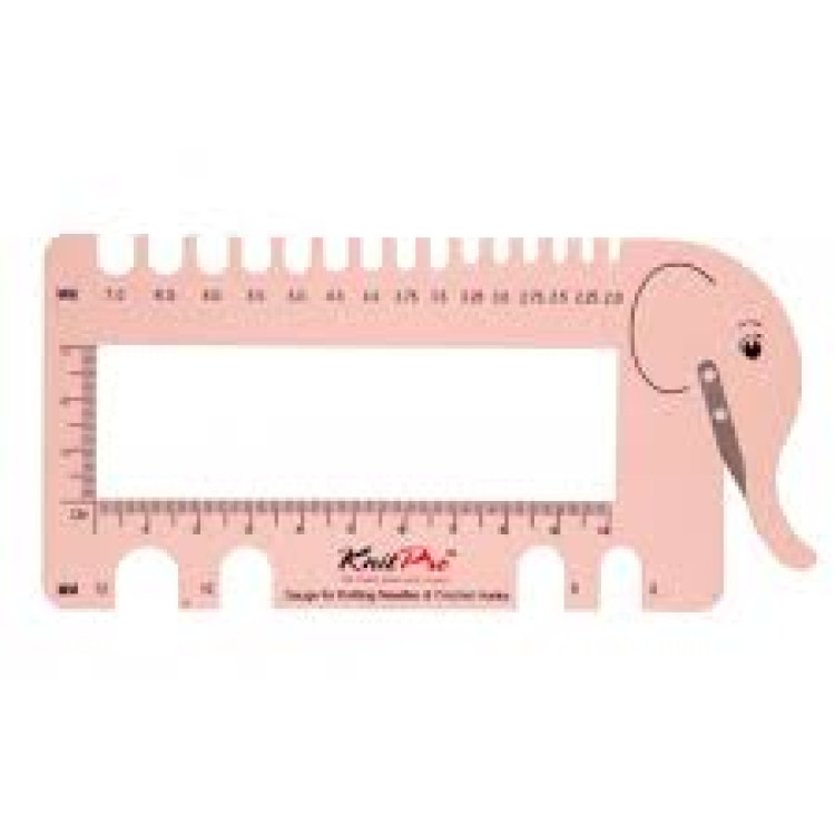 Knitting Pin & Crochet Hook Gauge with Yarn Cutter: Blush