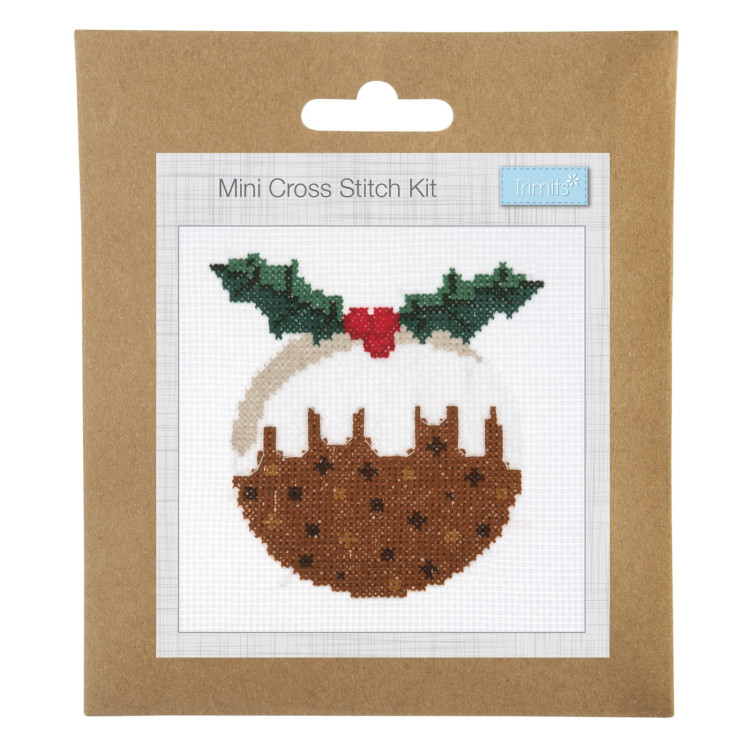 Mini Cross Stitch Kit: Christmas Pudding