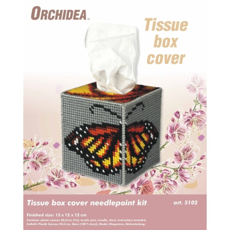Needlepoint Kit: Tissue Box Cover: Butterfly