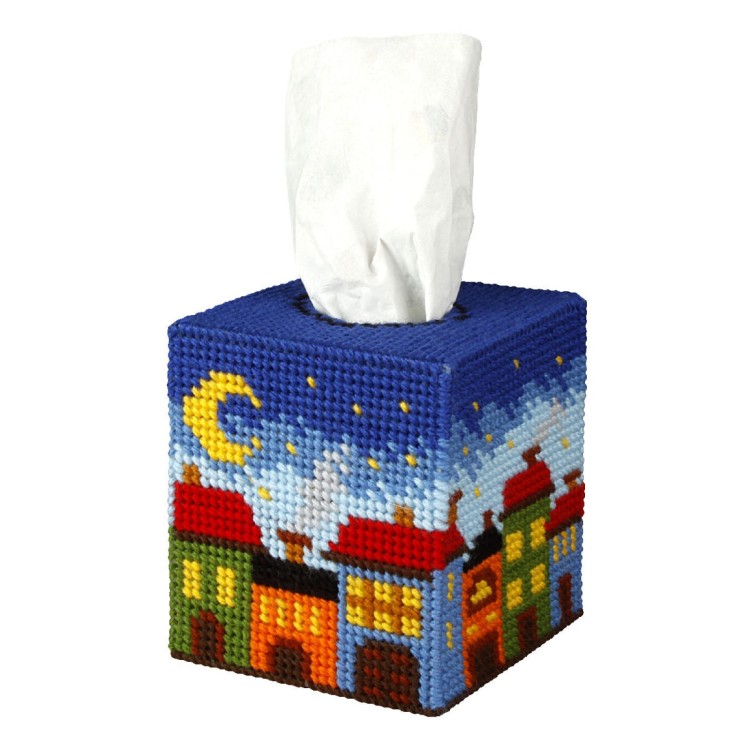 Needlepoint Kit: Tissue Box Cover: Night City