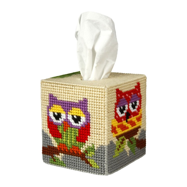 Needlepoint Kit: Tissue Box Cover: Owl