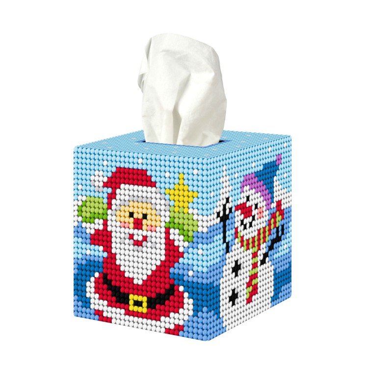 Needlepoint Kit: Tissue Box Cover: Santa & Snowman
