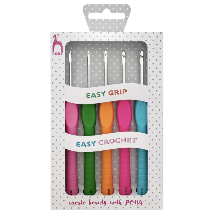 Pony Crochet Hook Set: Easy Grip: Polka Dot: Set of 5