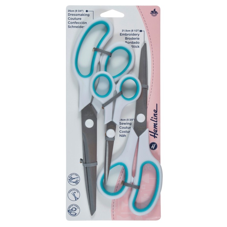 Scissor Set: 3 Piece: Turquoise and White