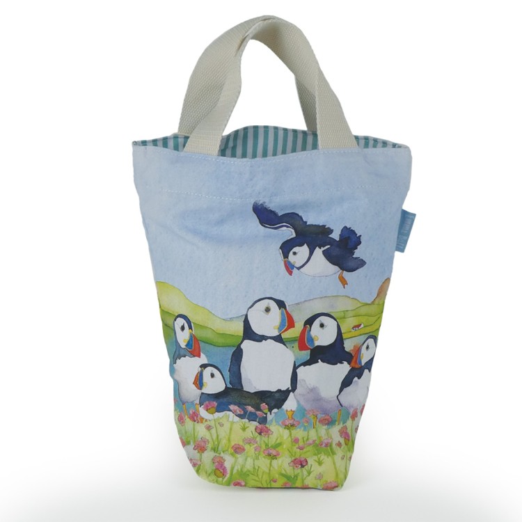 Sea Thrift Puffins – Small Bucket Bag S