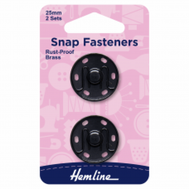 Snap Fastners 25mm x 2 sets Black