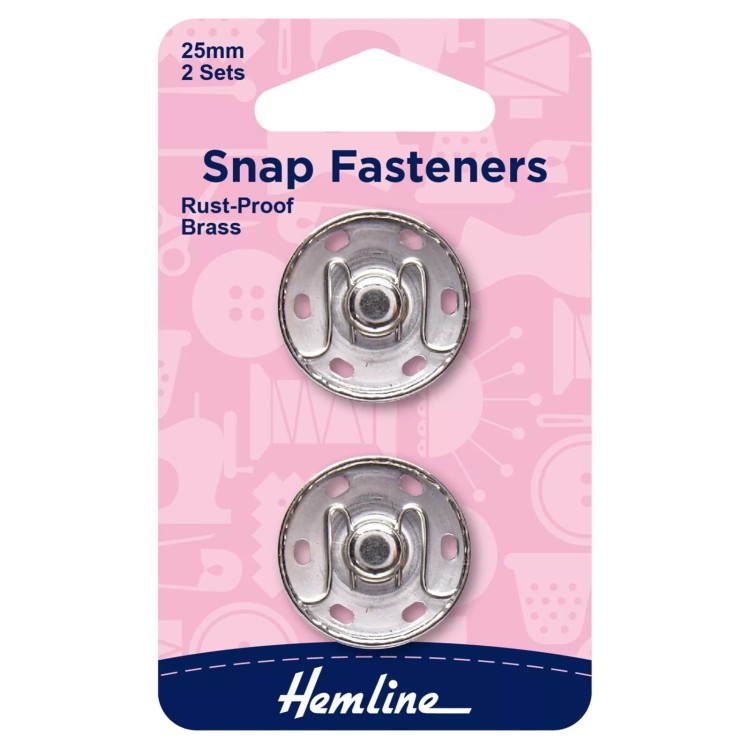 Snap Fastners 25mm x 2 sets Silver