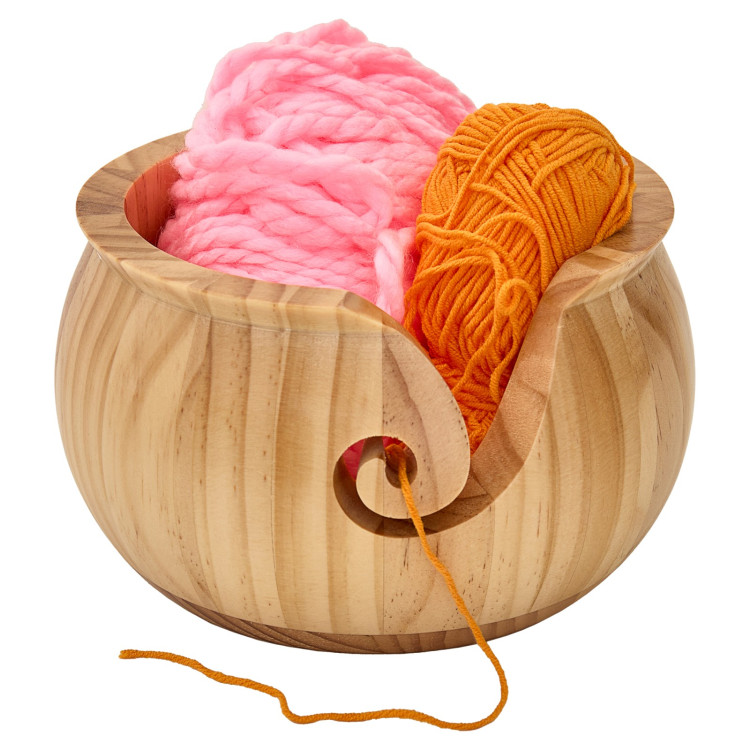 Yarn Bowl - Varnished Pine Wood